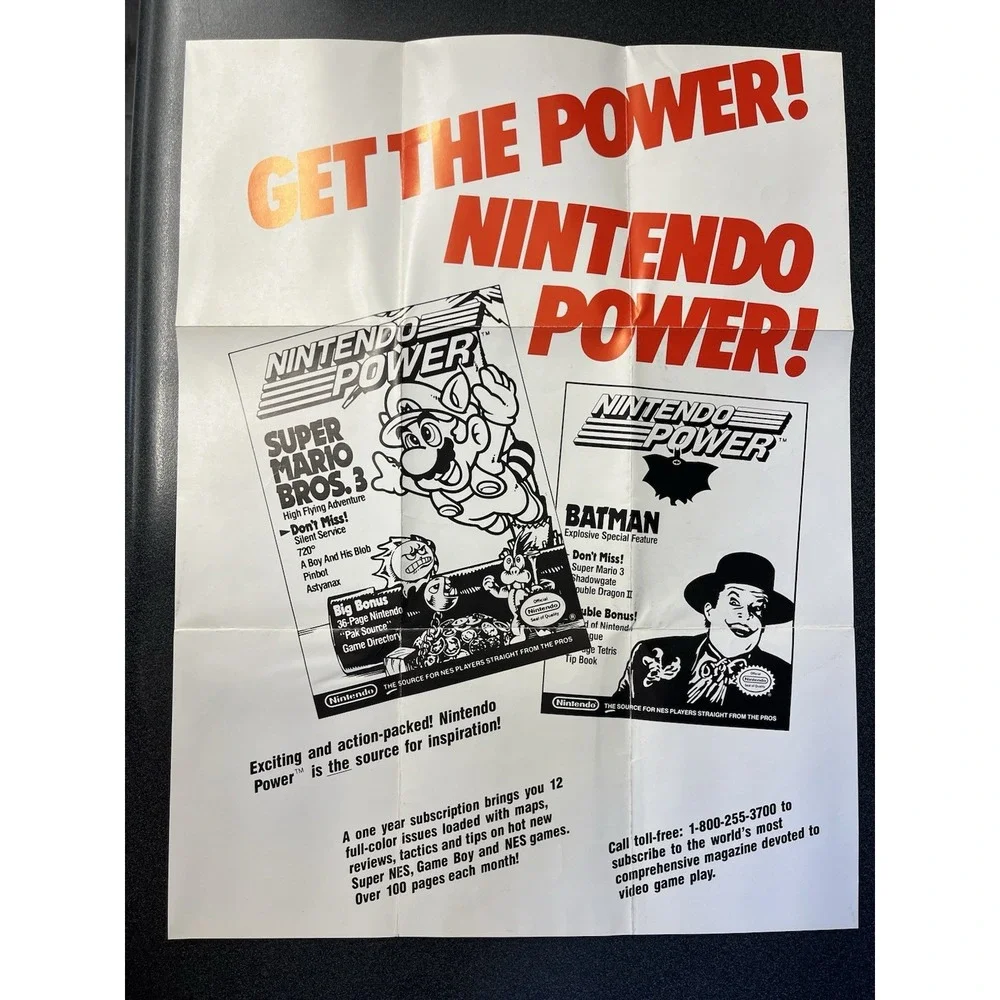 Get The Power Super Nintendo SNES 1991 Nintendo Power Insert Poster GP-SNS-USA-1